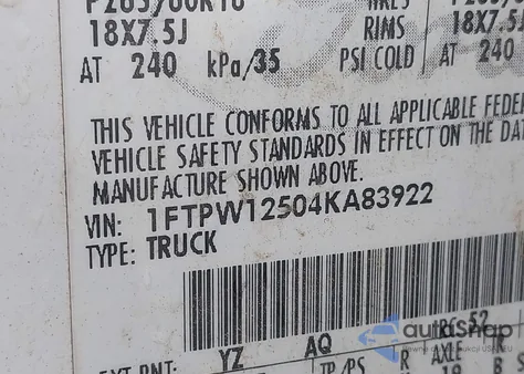 2004 Ford F150 Supercrew из США, поврежденный, VIN 1FTPW12504KA83922